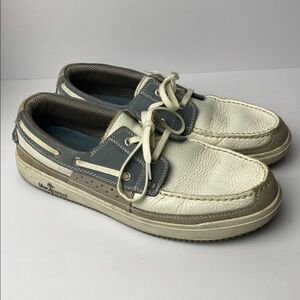 Margaritaville Blue Taupe Ivory Boat Shoes 11